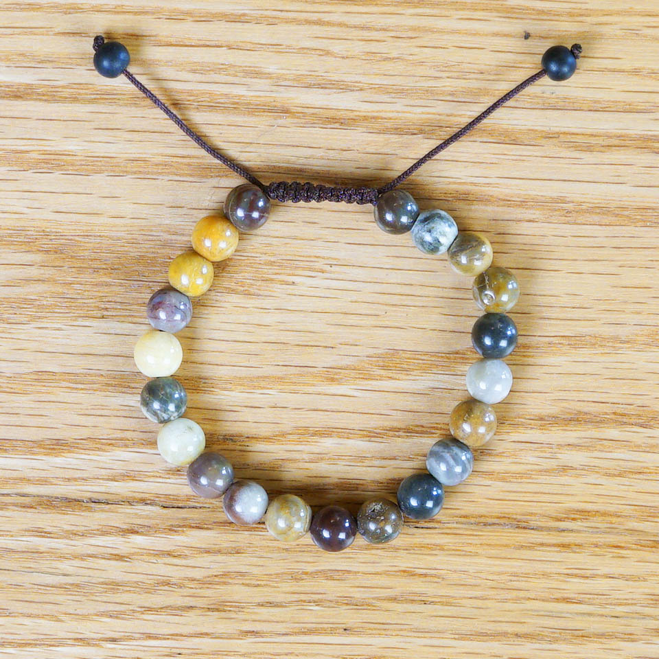 Adjustable Japa Mala Bracelet (River Stones - 8 mm)