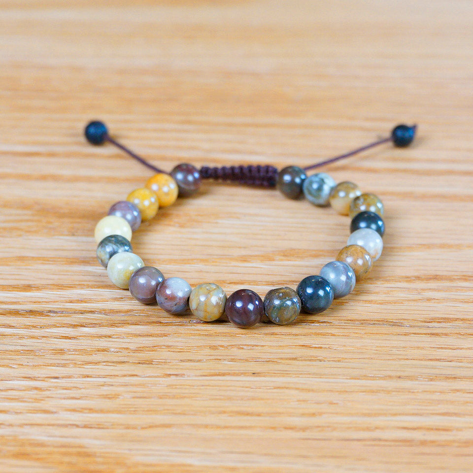 Adjustable Japa Mala Bracelet (River Stones - 8 mm)