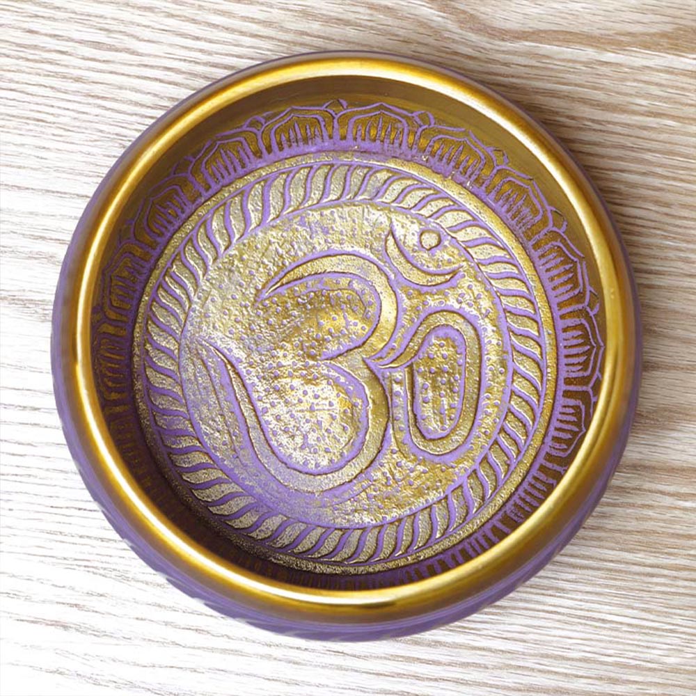 CUENCO TIBETANO MOLDE ALUMINIO OM MORADO (20 CM)