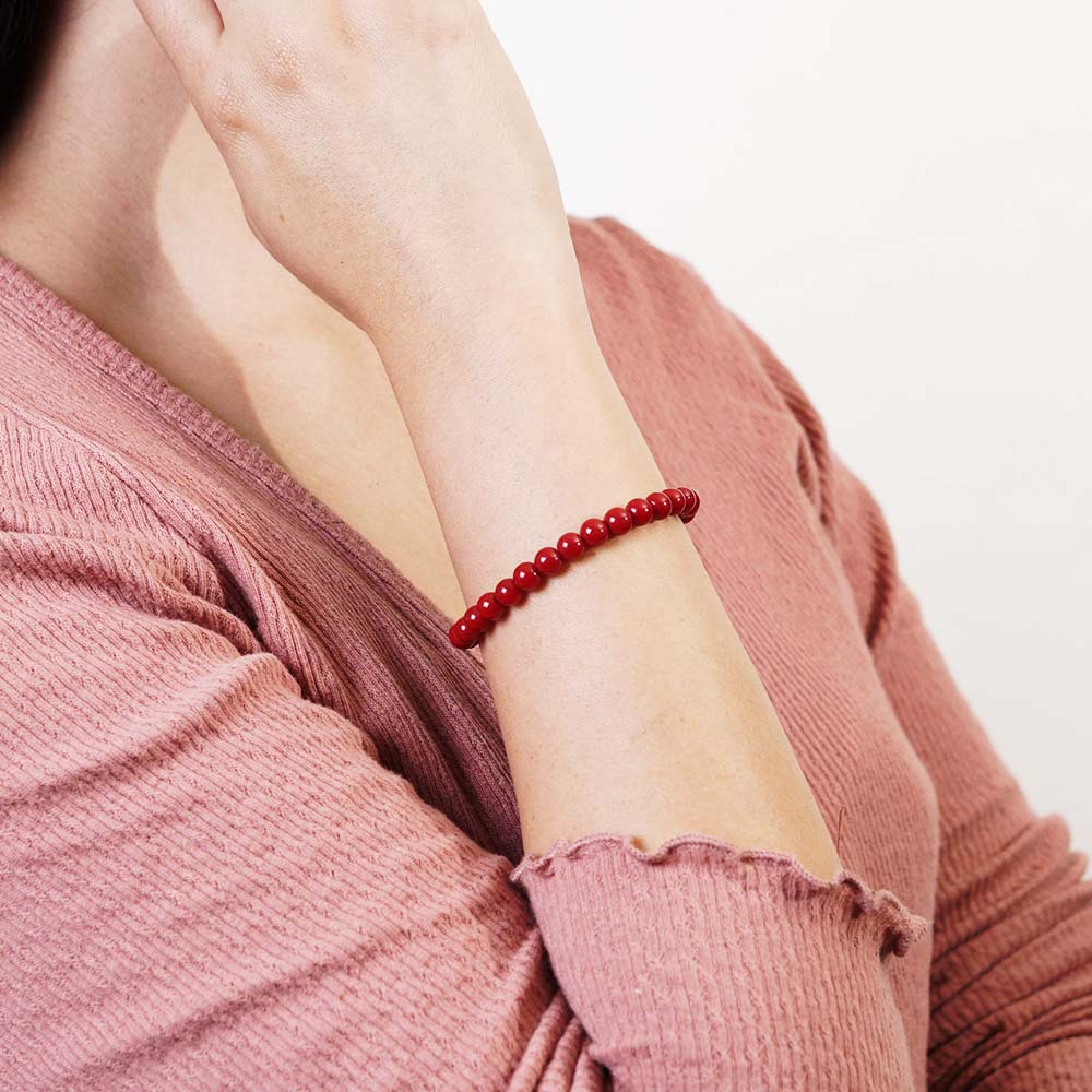 PULSERA AJUSTABLE CORAL ROJO (6 MM)